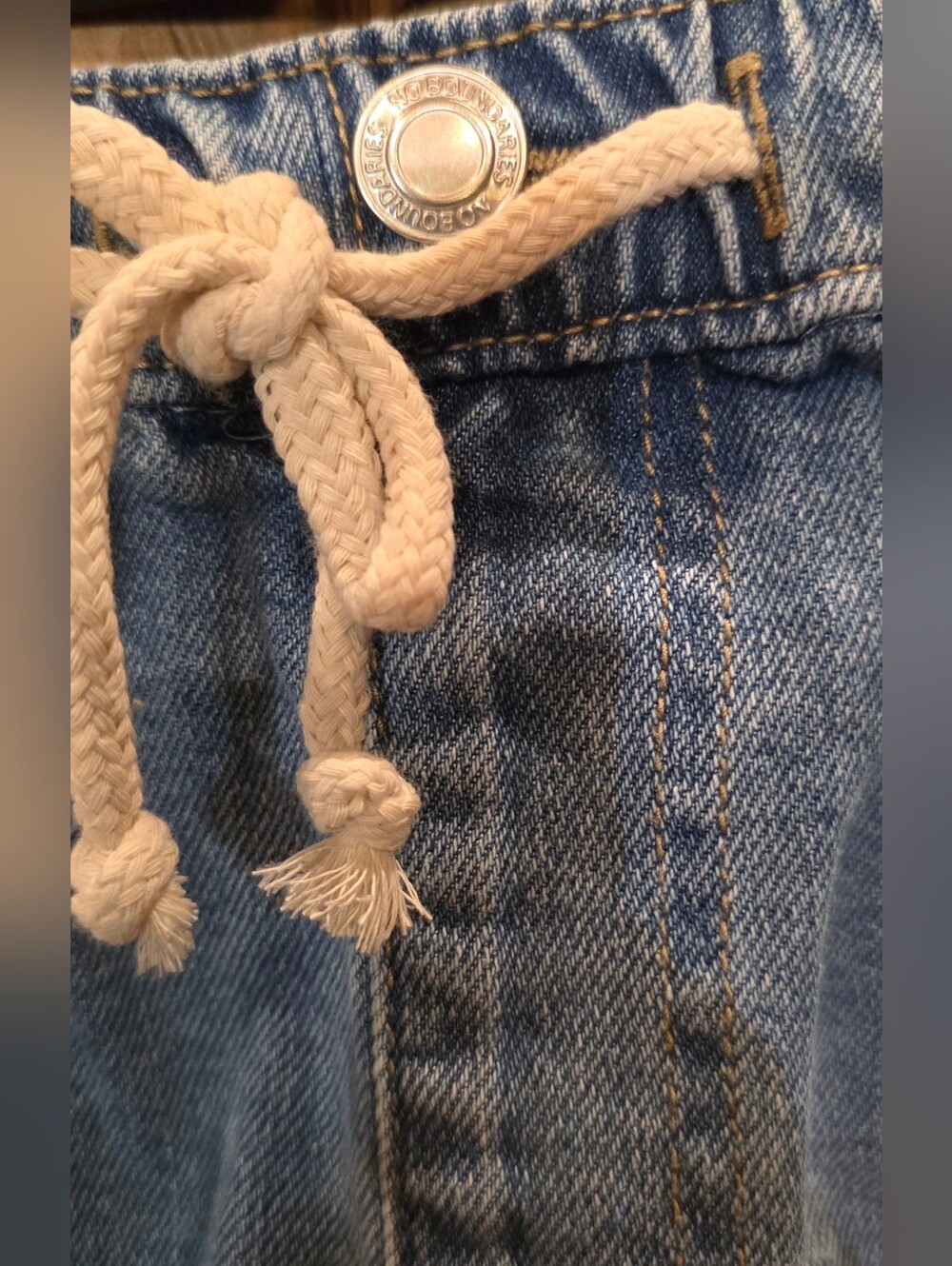 No Boundaries Light Blue Denim Drawstring Shorts - Picture 3 of 5